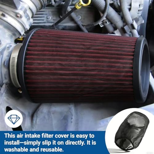 Cold Air Intake Filter Cover, Thickened Dust-proof Water-proof Motorcycle Universal Air Intake Cover Filter Sock for High Flow Cone Air Filter Compatible with Harley Davidson Touring (Large) - Field & Pure