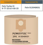 POWERTEC Shop Vacuum Bags 3PK for Fein 913048K01, 69908195016 Vacuum Bag - Image 2