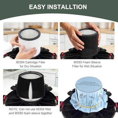 90304 Replacement Filter Compatible with Shop-Vac 90304, 90350, 90333,5 Gallon Up Wet/Dry Vacuum Cleaners,15 Pack - Field & Pure