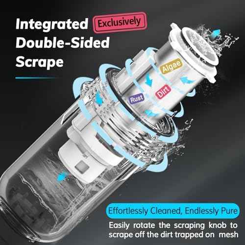 Spin Down Sediment Filters With Scraper, Well Water Filter System for House, Reusable Whole House Water Filter for Well Water, 300 Micron, 1" MNPT + 3/4" FNPT + 3/4"MNPT, BPA Free