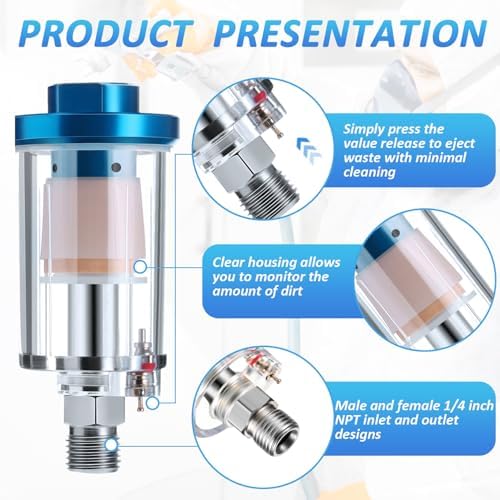 Mudder 2 Pcs Air Compressor Filter, 1/4 Inch Npt Air Oil Water