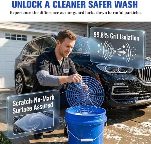 2PCS Car Wash Bucket Insert Grit Trap, 9.2" Vehicle Wash Cleaning Filter Grit Trap Dirt Guard, Auto Detailing Dirt Collector Insert Tool for 12" Diameter Bucket, Universal Fit (Blue) - Field & Pure