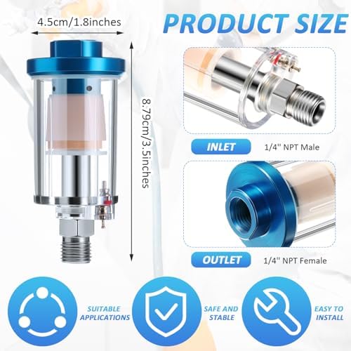 Mudder 2 Pcs Air Compressor Filter, 1/4 Inch Npt Air Oil Water