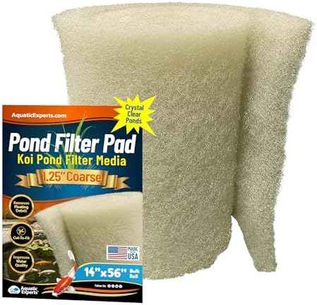 Aquatic Experts Beige COARSE Pond Filter Pad - 1.25 inch Thick - Bulk Roll Water Garden Filter Pond Media - Made in USA, (1.25 inch by 14 inch by 56 inch)