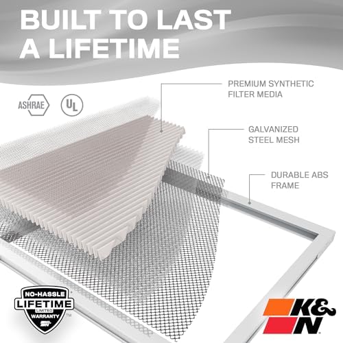 K&N 16X25X1 HVAC Furnace Air Filter, Lasts a Lifetime, Washable, Merv