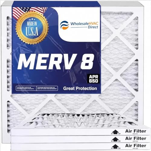 16x30x2 Air Filter (MERV 8) (6-Pack) King Dust & Allergy Control AC Furnace Filters, MADE IN USA, HVAC, Pleated, Electrostatic (Actual Size: 15.5 x 29.5 x 1.75)