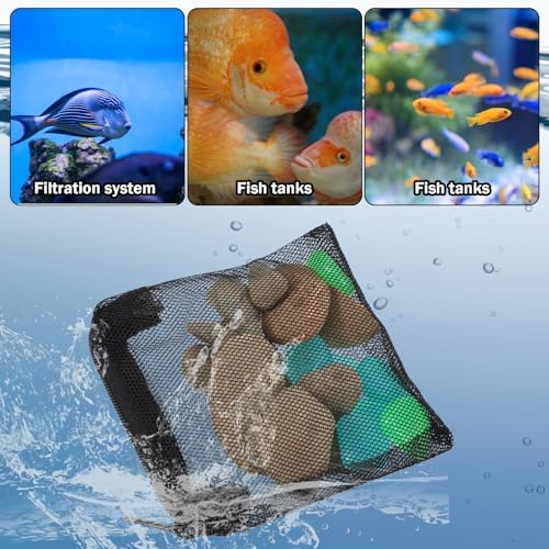 10PCS Aquarium Filter Media Bags, 3x4 Inch Fish Tank Media Mesh Filter Bags, Reusable Mesh Filters Bag for Activated Carbon, Filter-Stones and Ceramic Rings, Black Mesh-Net Filters Bag with Zipper - Field & Pure