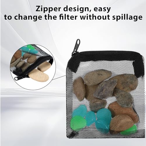 10PCS Aquarium Filter Media Bags, 3x4 Inch Fish Tank Media Mesh Filter Bags, Reusable Mesh Filters Bag for Activated Carbon, Filter-Stones and Ceramic Rings, Black Mesh-Net Filters Bag with Zipper - Field & Pure