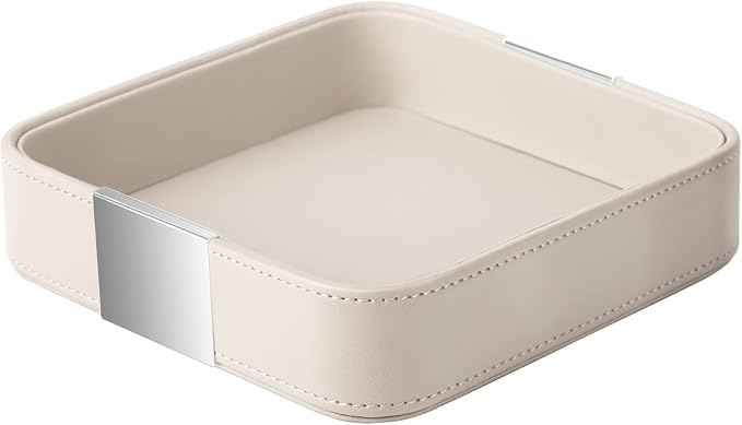 SANZIE Luxury Leather Desktop Storage Small Catchall Organizer Decorative Tray