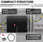 Commercial Grease Trap, 40 LBS Carbon Steel Under Sink Grease Trap, Side Inlet Interceptor 40 Gallon, 15.32 GPM Grease Interceptor, for Restaurant Home Kitchen Canteen