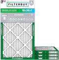 Filterbuy 18x36x1 Air Filter MERV 8 Dust & Allergy Defense (4-Pack)