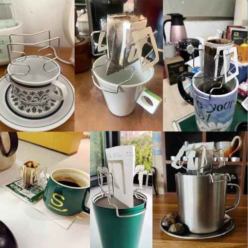 2 Pack Portable Coffee Filter Paper Bag Holder Stand Adapter Pour Over Coffee Dripper for Hanging Ear Drip Coffee Bag Single Serve Disposable Drip Coffee Filter Ceramic Large Coffee Mugs