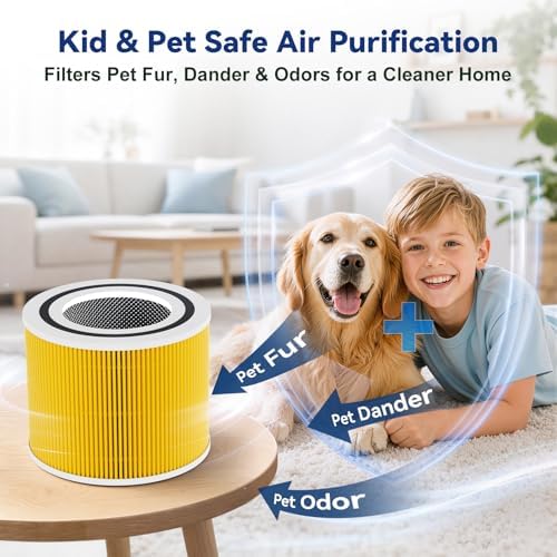 Core300 Pet Care H13 True HEPA Replacement Filter for LEVOIT Core300‑P, Core300S‑P, Core 300S Air Purifier, 3‑IN‑1 Activated Carbon Filter, Replaces Part# Core 300 RF, Yellow, 2 Pack - Field & Pure