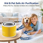 Core300 Pet Care H13 True HEPA Replacement Filter for LEVOIT Core300‑P, Core300S‑P, Core 300S Air Purifier, 3‑IN‑1 Activated Carbon Filter, Replaces Part# Core 300 RF, Yellow, 2 Pack - Field & Pure