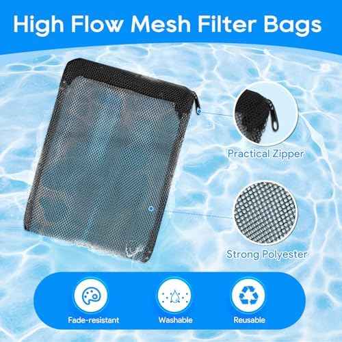 8 Pack Aquarium Filter Media Bags with Zipper Fine Mesh 7.8"x5.9"