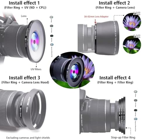 30mm Lens to 52mm Camera Lens Adapter,30mm to 52mm Filter Step up Ring