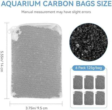 6 Pack Aquarium Activated Carbon Bags, Chemical Aquarium Filter Media, Activated Charcoal Fit for Marineland All C-Series and Magniflow Canister Filters, Rite-Size S, T and X, Fish Tank Carbon Filte