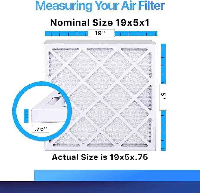 Filterking 19x5x1 Air Filter (MERV 8) (4-Pack) Dust & Allergy Control AC Furnace Filters, MADE IN USA, HVAC, Pleated, Electrostatic (Actual Size: 19 x 5 x .75)