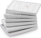 Oirlv Premium White Leather Stackable Jewelry Tray 12 Grid Jewelry Drawer