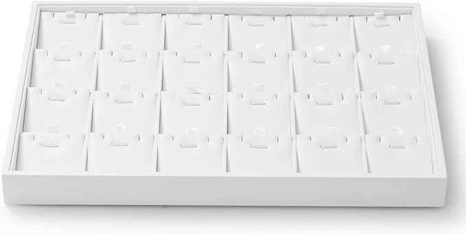 Oirlv Premium White Leather Stackable Jewelry Tray 24 Grid Jewelry Organizer
