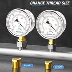 MEANLIN MEASURE -30inHG~0Psi Vacuum Gauge Stainless Steel 1/8" NPT 2"