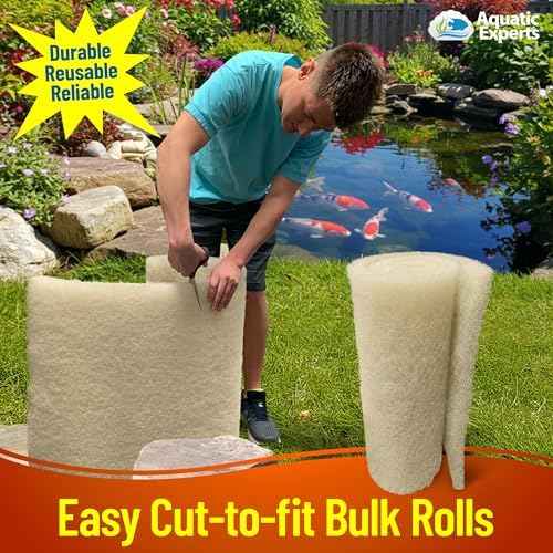 Aquatic Experts Beige COARSE Pond Filter Pad - 1.25 inch Thick - Bulk Roll Water Garden Filter Pond Media - Made in USA, (1.25 inch by 14 inch by 56 inch)