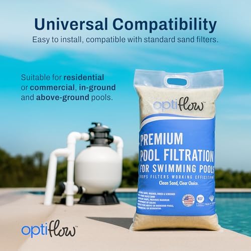 OptiFlow 5-Pack Pool Filter Sand, Premium Filtration with Pure Silica Formula, 50 Lbs - Swimming Pool System Accessories and Supplies for Cleaning and Maintenance