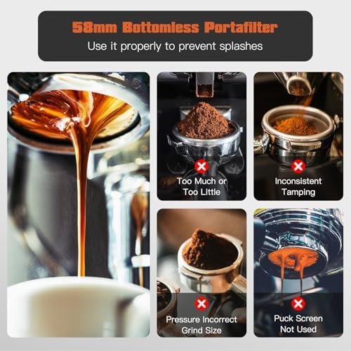 58mm bottomless portafilter with 3 Ears Compatible for CASABREWS/Gevi 58mm Espresso Machines | with Stainless Steel Filter Basket and Wooden Handle - Field & Pure