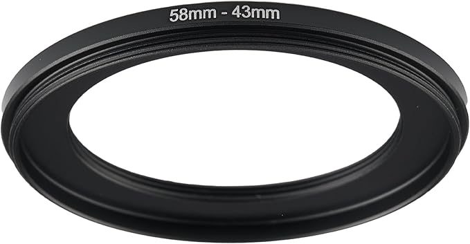 58mm to 43mm Step-up Adapter Rings Filter Adapter Black Metal Step Down Filter by Unknown