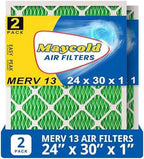 Maycold 24x30x1 MERV 13 Furnace Air Filter (2-Pack), High-Performance HVAC AC Filters for Home Use, Actual Size: 23.7" x 29.7" x 0.75", Individually Wrapped in Plastic