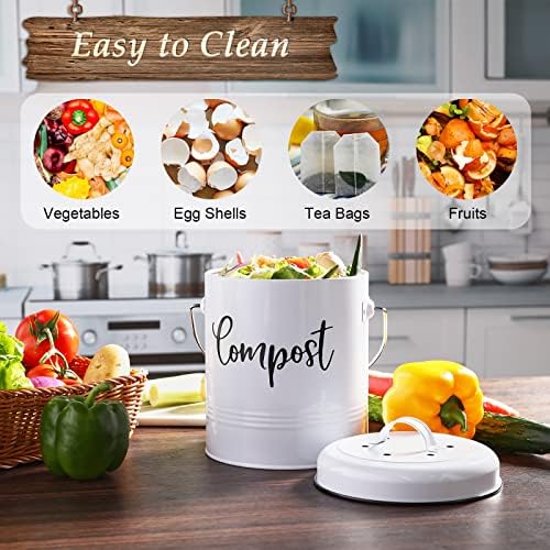 DAYYET Compost Bin Kitchen, 1.3 Gallon Farmhouse Kitchen Compost Bin