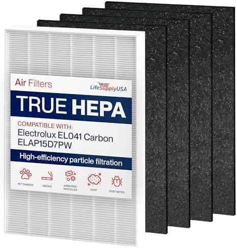 EL041 Replacement Filter Set True HEPA + 4 Carbon Pre-Filters Compatible with Electrolux ELAP15D7PW Air Purifiers by LifeSupplyUSA