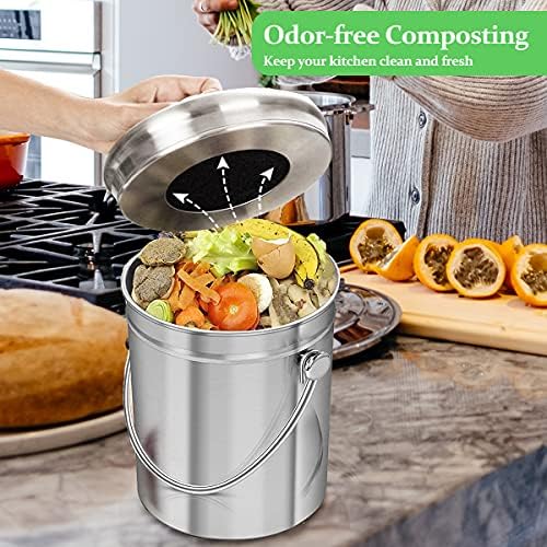 7 Pack Compost Bin Charcoal Filters Round Indoor Kitchen Compost Bucket Activated Charcoal Filters Replacements Sheets (6.7 Inch) - Field & Pure