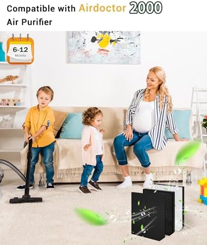 AD2000 Replacement Filter Compatible with AIRDOCTOR 2000 Air Purifiers, with 1 Filter, 2 Activated Carbon Filters and 2 Pre-Filters, Compare to Part# ADF2001, ADF2002, ADF2003 - Field & Pure