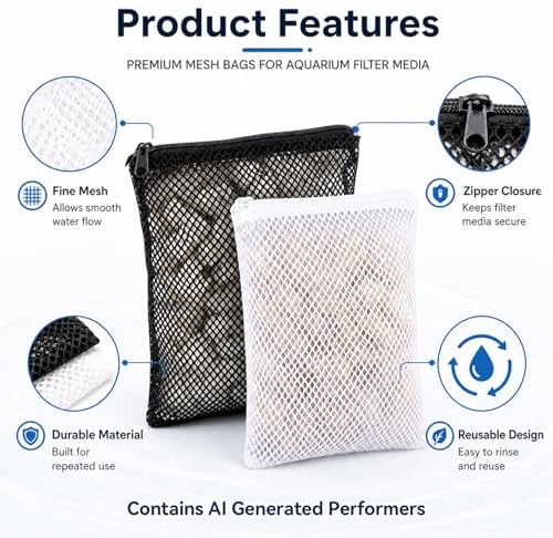 MAQIHAN 10 Pack Aquarium Filter Media Bags - Reusable Mesh Bags with Zipper - Field & Pure