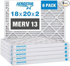 Aerostar 18x20x2 MERV 13 Pleated Air Filter, AC Furnace Air Filter, 6 Pack by AirFiltersDelivered