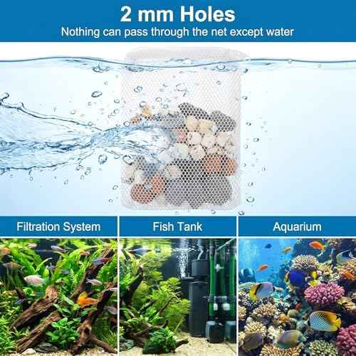 12 Pcs Aquarium Filter Media Bags, 8' X 6'' Extra Fine Mesh Bag Reusable