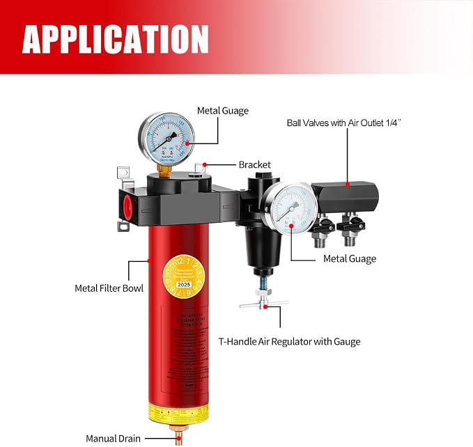 NANPU Z-R Air Filter Regulator– Sintered Filter, 1/2" NPT Inlet, 1/4" NPT - Image 2