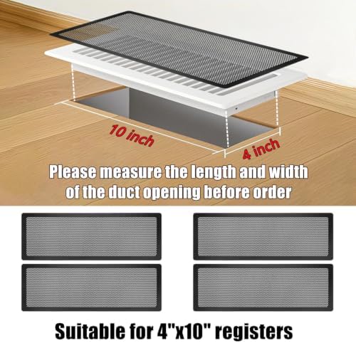 Floor Register Vent Cover, 4"x10" Magnetic Air Vent Screen Mesh Covers