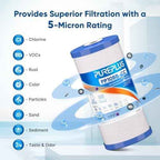 PUREPLUS 5 Micron 10" x 4.5" Whole House Sediment and Carbon Water Filter Replacement Cartridge for GE FXHTC, GXWH40L, GXWH35F, GNWH38S, Culligan RFC-BBSA, WRC25HD, PP10BB-CC, Pentek RFC-BB, 2Pack