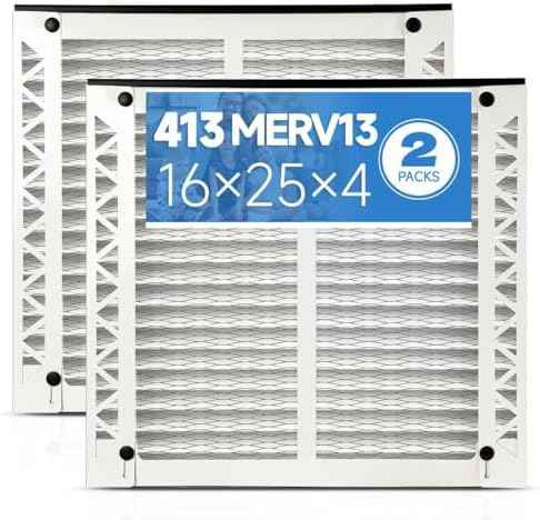 2 Pack 413 Replacement Filter Compatible with AprilAire Whole House Air Purifiers Model 1410, 1610, 2410, 2416, 3410, 4400, Size:16x25x4(15.5" x 27.36" x 3.77") MERV 13 Pleated HVAC AC Furnace Filter