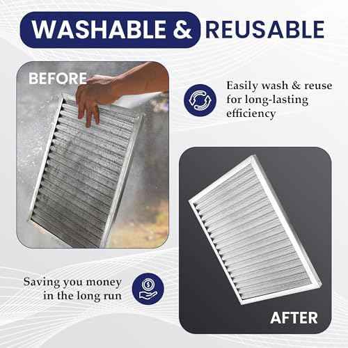 | Merv 8 | Washable & Reusuable AC/Furnace Filter | Lifetime HVAC & Furnace Air Filter | Washable | Superior particle-holding Ability | Premium Quality Aluminum | 16x24x1