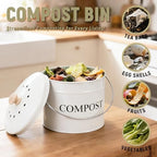 Compost Bin - 1 Gallon Countertop Composter with Lid, Charcoal