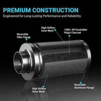 4 Inch Air Carbon Filter Smelliness Control with Australian Virgin Charcoal, Odor Removal Carbon Filter for Grow Tent, Inline Fan, Hydroponics, Pre-Filter Included, 4" x 12"