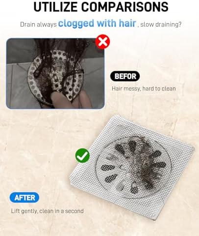 6 PCS Silicone Shower Drain Cover to Keep Bugs Out with 30 Pack Floor Drain Filter Screen Sticker, Anti-Blocking Anti-Insect Sewer Covers - Field & Pure