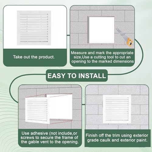 12"x12"Aluminum Gable Vent - Shed Vents with Screen,Vent Opening: 10"