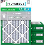 Filterbuy 20x25x4 Air Filter MERV 8 Dust & Allergy Defense (4-Pack)