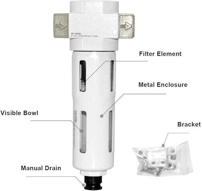Beduan 1/2" Air in-line Compressed Particulate Filter, Moisture Water Trap - Image 3