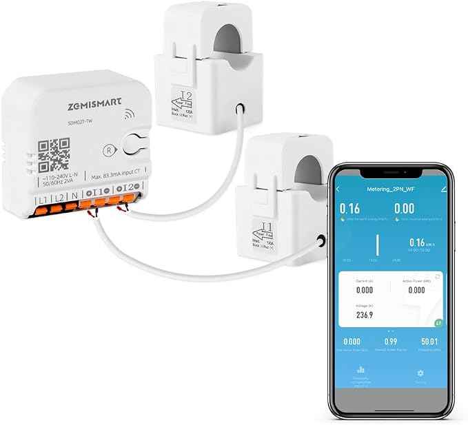Smart Home Energy Monitor with 2 x 120A CTs, Live Electricity Usage Tracking