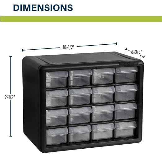 Akro-Mils 16-Drawer Plastic Storage Cabinet | 10-1/2 x 6-1/2 x 8-1/2 Inch |